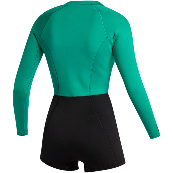 2024 Mystic Womens Lunar Long Arm 2mm Front Zip Shorty Wetsuit 35000.240112 - Black / Green